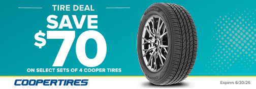 Cooper 4 Tire $70 Mail in Rebate 03/01/2026 through 06/30/2026